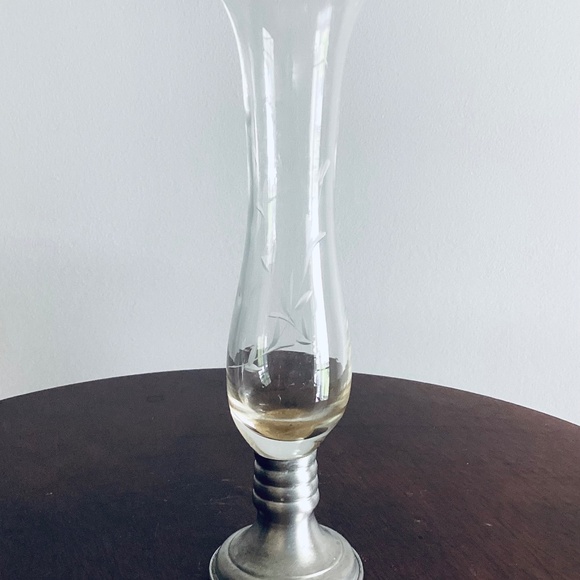 Vintage Empire Bud Vase , Glass and pewter Bud vase, Vintage Vase - Picture 1 of 5